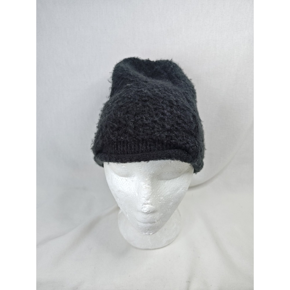 Free People Cloud Rib Women's Beanie Knit Black Nylon Acrylic Blend Hat Cap